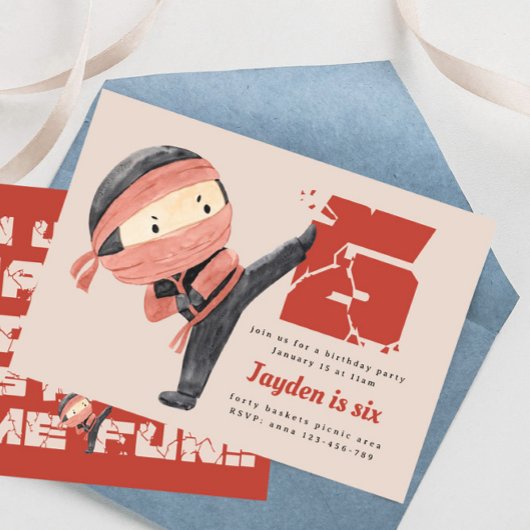 忍者誕生日パーティー少年たち6誕生日 招待状