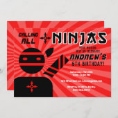 忍者誕生日パーティー 招待状 (正面/裏面)