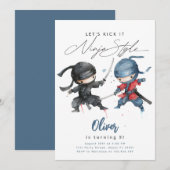 忍者誕生日パーティー　武術の誕生日 招待状 (正面/裏面)