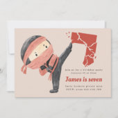 忍者誕生日会ボーイズ空手7誕生日 招待状 (正面)