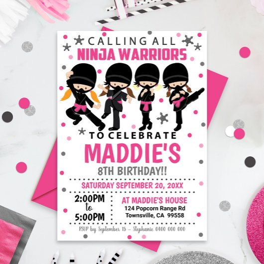 忍者誕生日招待状ガール忍者 招待状