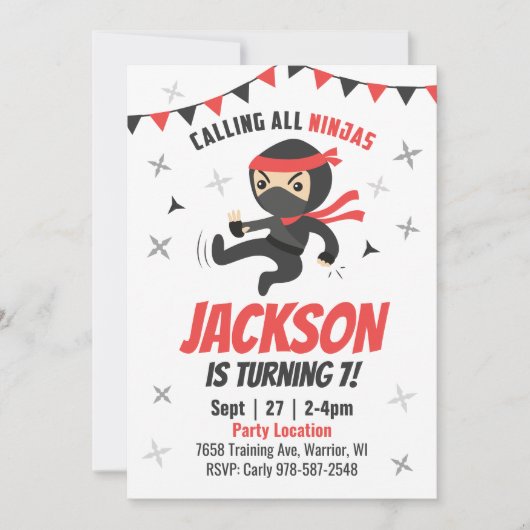 忍者誕生日招待状 招待状 (正面)