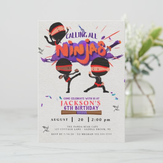 忍者誕生日招待状 招待状 (スタンド正面)