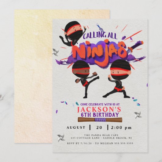 忍者誕生日招待状 招待状 (正面/裏面)