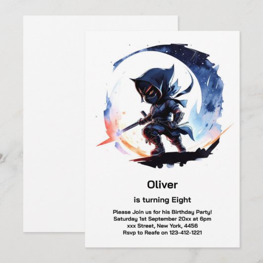 忍者誕生日招待状 招待状 (正面/裏面)