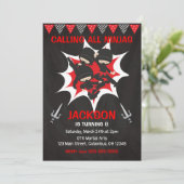 忍者誕生日招待状、空手忍者パーティー 招待状 (スタンド正面)