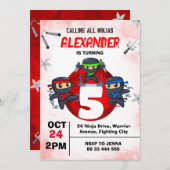 忍者誕生日武術アーツパーティー 招待状 (正面/裏面)