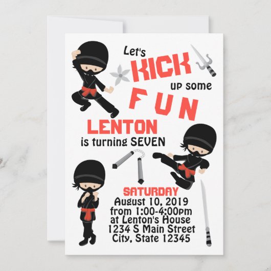 忍者誕生日 招待状 (正面)