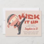 忍者誕生日、空手武術アーツ、キック 招待状 (正面)