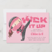 忍者誕生日、空手武術アーツ、キック 招待状 (正面)