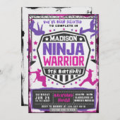 忍者運動戦士ピンクパープルバースデーパーティー 招待状 (正面/裏面)
