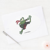 忍者間抜けカエル漫画 楕円形シール (封筒)