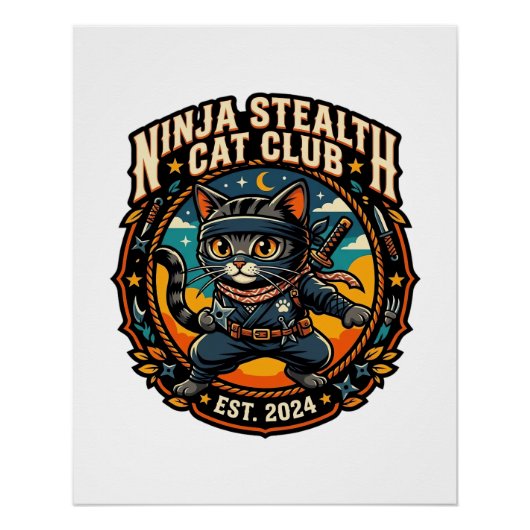 忍者隠密猫 ねこ母ギフトアイデア - 忍者ステルス ポスター (正面)