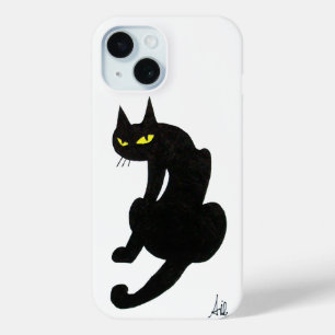 忍者黒猫ホワイト iPhone 15ケース