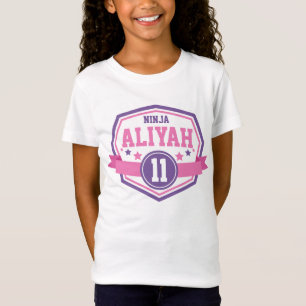忍者·ウォリアー·ガールズ·バースデー·パーティーの名前と年齢 Tシャツ