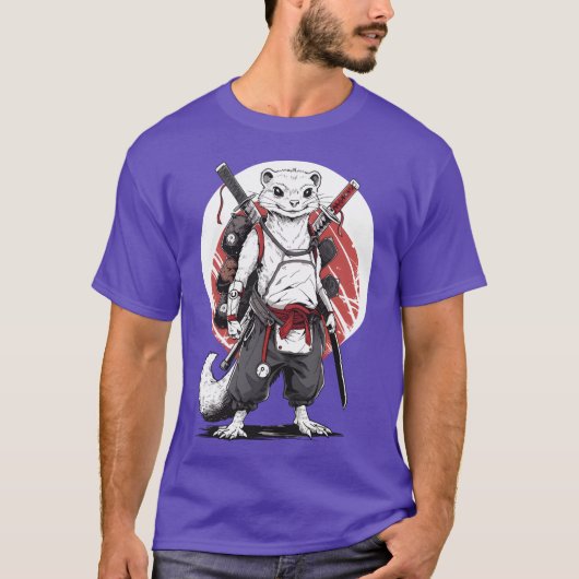 忍者 サムライ アニメ フェレット 漫画 戦士 少年 Tシャツ (正面)