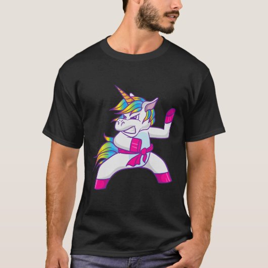 忍者 ユニコーン 空手 テコンドー カンフー 格闘技 ユニコーン Tシャツ (正面)