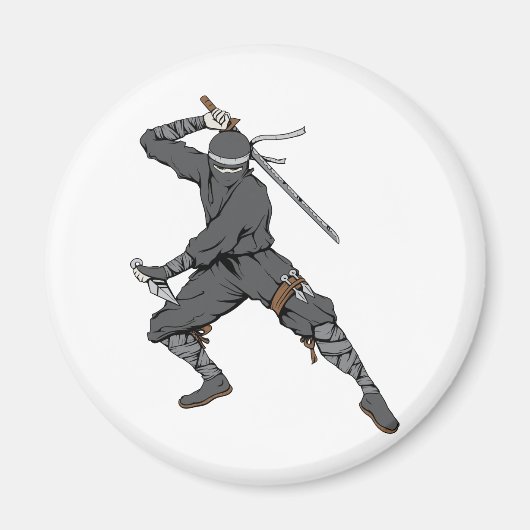 忍者~忍者2武術アーツウォリアーファンタジーアート マグネット (正面)