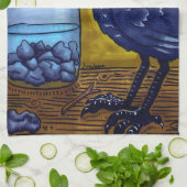 忍耐のカラス キッチンタオル (折り畳み)