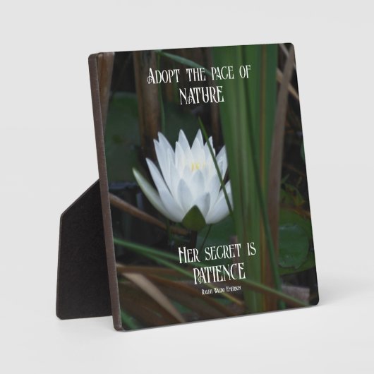 忍耐エマーソン感動的引用文ロータス フォトプラーク (正面)