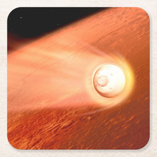 忍耐強いローバーが火星に降下するエアロシェル スクエアペーパーコースター (正面)