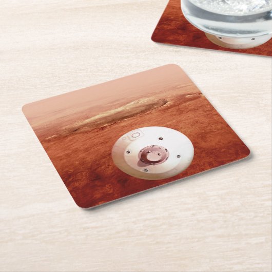 忍耐強いローバーが火星に降下するエアロシェル スクエアペーパーコースター (アングル)