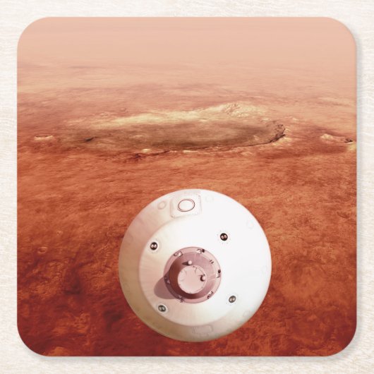忍耐強いローバーが火星に降下するエアロシェル スクエアペーパーコースター (正面)