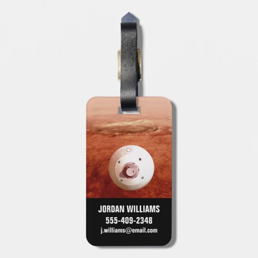 忍耐強いローバーが火星に降下するエアロシェル ラゲッジタグ (裏面縦)