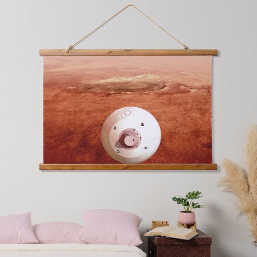 忍耐強いローバーが火星に降下するエアロシェル 吊り下げ型タペストリー (寝室)