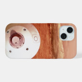忍耐強いローバーが火星に降下するエアロシェル iPhone 15ケース (裏面横)