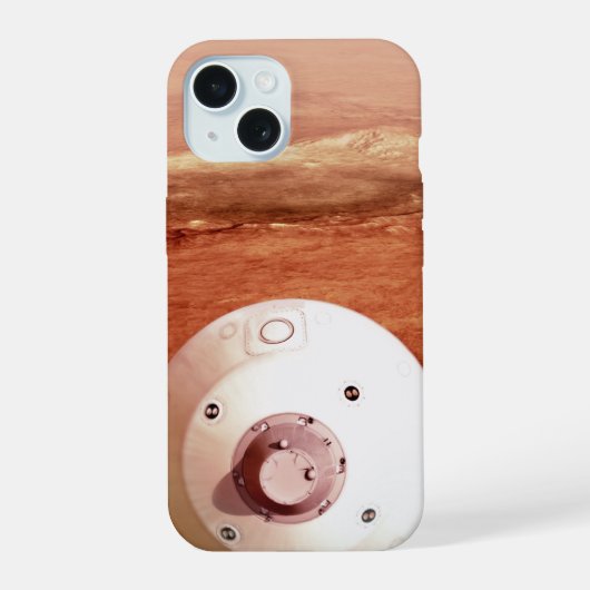 忍耐強いローバーが火星に降下するエアロシェル iPhone 15ケース (裏面)