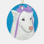 忍耐強いEskieの深遠な猟犬のオーナメント セラミックオーナメント (左)