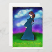 "忍耐"の妊娠の発表カード 案内状 (正面/裏面)