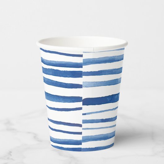 志堀藍青ホワイトストライプ絞り染め 紙コップ (右)