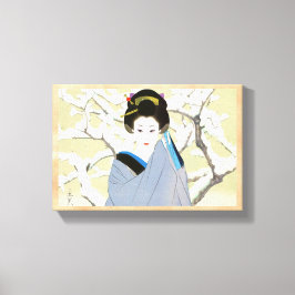 志村辰巳二科目女日本の人雪 キャンバスプリント