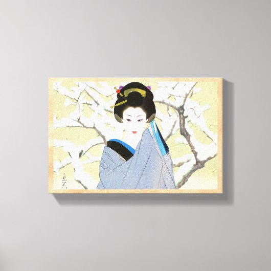 志村辰巳二科目女日本の人雪 キャンバスプリント (正面)