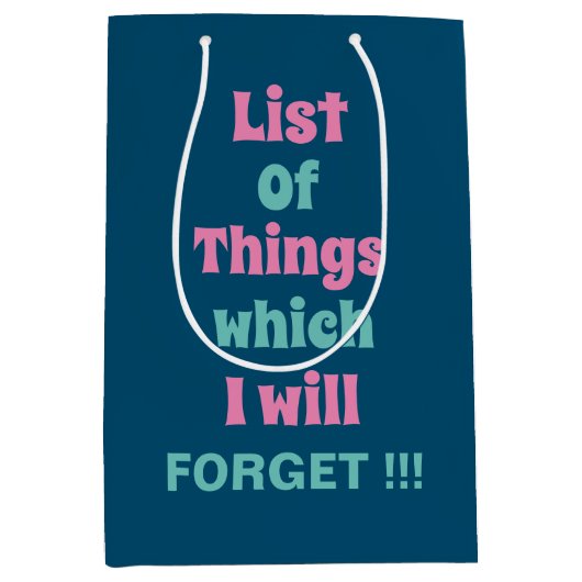 忘おもしろいれ深い人には注意忘れ ミディアムペーパーバッグ (正面)