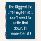 忘れおもしろい物好きの人がスパイラルをリストする引用文 ノートブック (正面)