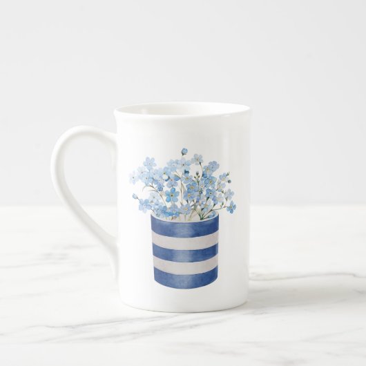 忘れないでください 花を愛する人への陶器 ボーンチャイナマグカップ (左)