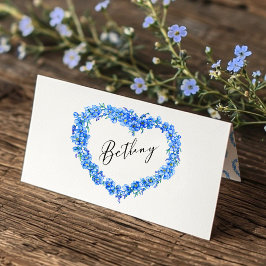 忘れないでハートアート結婚式青白 プレイスカード