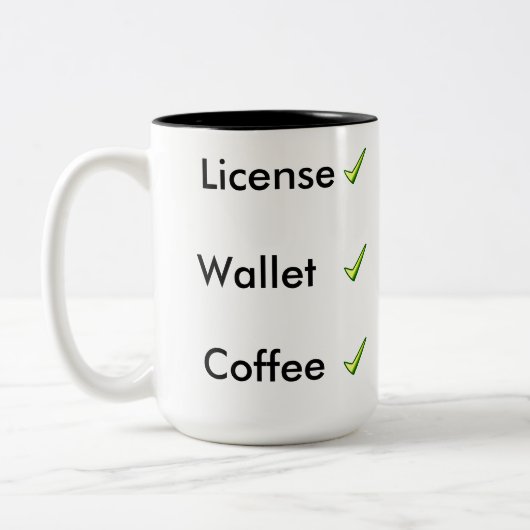 忘れないべきチェックリスト ツートーンマグカップ (左)