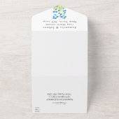 忘れは春素朴の青い花結婚の オールインワン招待状 (外側)