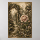 忘れられた庭の芍薬 ビンテージ植物画ウォールアート ポスター (正面)
