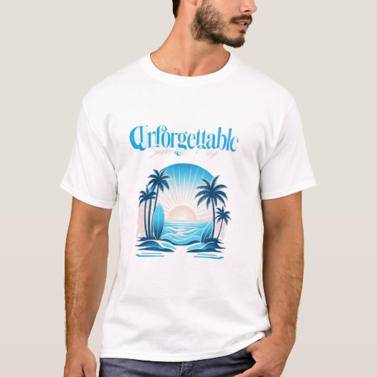 忘れられない夏の日々 - トロピカルビーチの雰囲気 Tシャツ (正面)