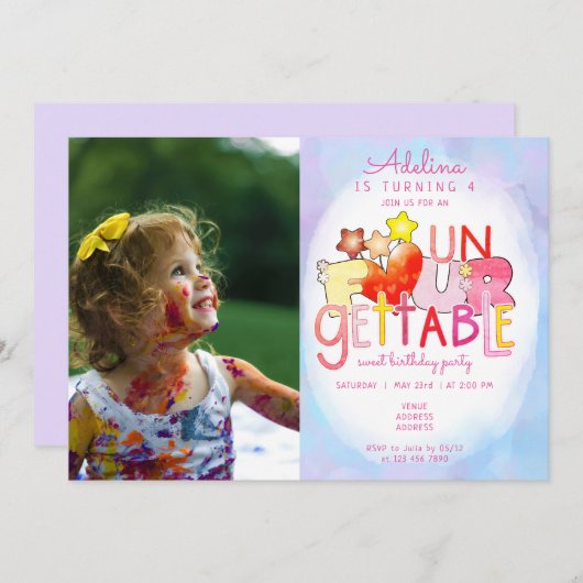 忘れられない甘い誕生日ハートガール4th日 招待状 (正面/裏面)