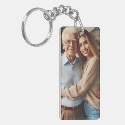 忘れられない瞬間 – パーソナライズされたパパの愛 キーホルダー (正面左)