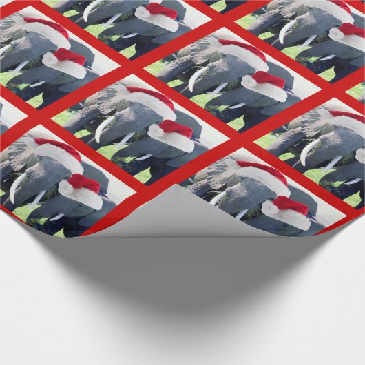 忘れられない象の衣服のサンタの帽子のクリスマス ラッピングペーパー (角)