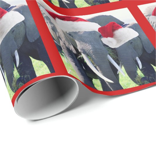 忘れられない象の衣服のサンタの帽子のクリスマス ラッピングペーパー (ロールコーナー)