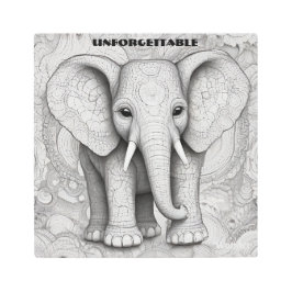 忘れられない黒白の詳細な象 メタルプリント