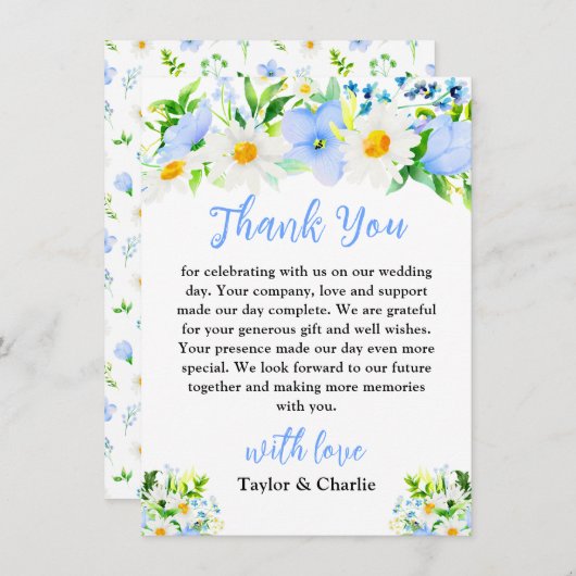 忘れデイジーフローラ結婚 サンキューカード (正面/裏面)